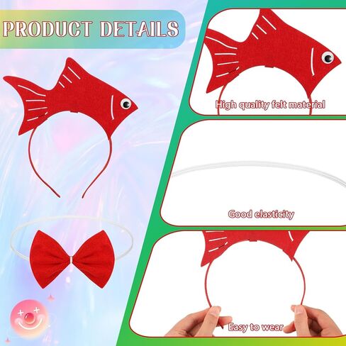 Shyyween 8 Pcs Sea Fish Costume Accessories Fish Goldfish Marine Life Headband and Bow Tie for Women Men Halloween Cosplay Accessories for Party Supplies in Saudi Arabia