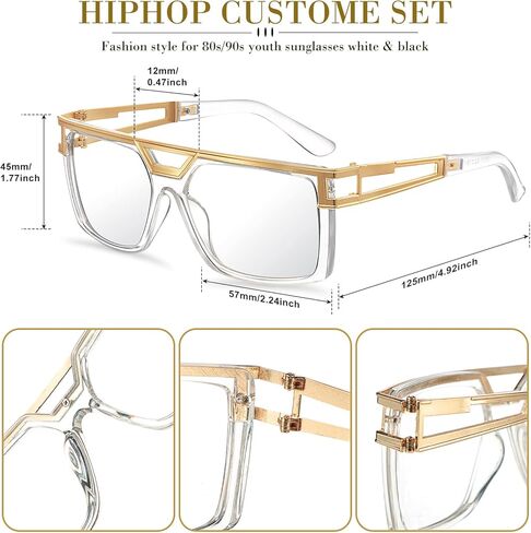 5 Pcs 80s 90s Hip Hop Costume Outfit Rapper Costume Accessories for Men Women Hat Sunglasses Chain Necklace Jumpsuits in Saudi Arabia