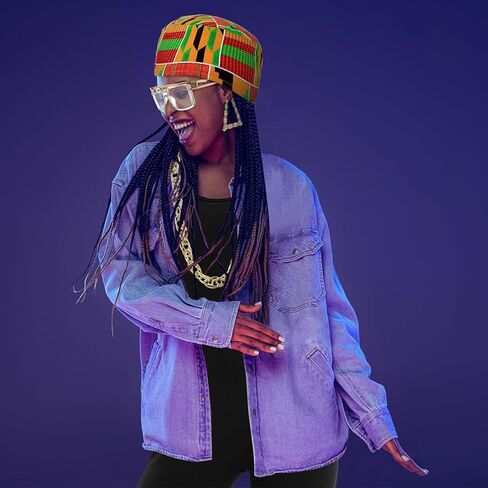 5 Pcs 80s 90s Hip Hop Costume Outfit Rapper Costume Accessories for Men Women Hat Sunglasses Chain Necklace Jumpsuits in Saudi Arabia