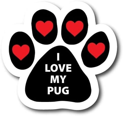 Magnet Me Up I Love My Pug Dog Breed Car Magnet Decal, 4x6 Inches Oval, Decoration for Vehicle, Fridge, and More! Sweet Natured and Charming, Cute Peeking Dog Bumper Magnet, Made in USA in Saudi Arabia
