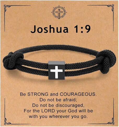 MIXJOY Christian Black Cross Bracelet - Rope Faith Bracelet with Scripture Encouragement Card for Men in Saudi Arabia