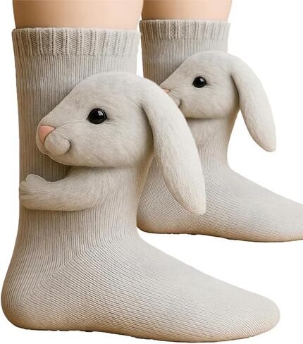 3D Knit Animal Socks, Funny Double-Layer Cotton Socks,Novelty Animals Hug Hand Crocheted Warm Sock in Saudi Arabia