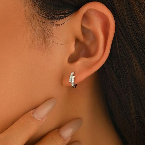 XAYAH 925 الفضة الاسترليني مكعب زركونيا الأقراط الصغيرة للنساء هيبوالرجينيك القرط كومة الغضروف الأقراط لذيذ لطيف Huggie الأطواق الأقراط لابنة أمي عيد الحب هدايا المجوهرات in Kuwait