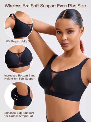 Tupirel Women's Plus Size Jelly Wireless Push Up Bra - Full Coverage T-Shirt Bralette, Comfortable Everyday Wear,M-6XL in Saudi Arabia