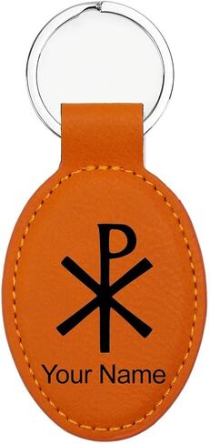 LaserGram Oval Keychain, Chi Rho, Personalized Engraving Included in Saudi Arabia