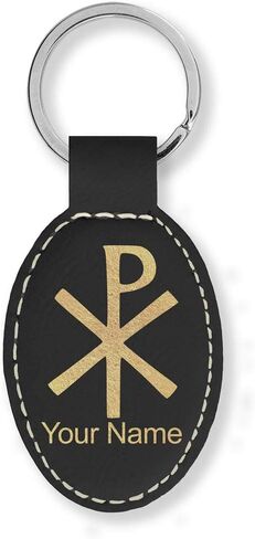 LaserGram Oval Keychain, Chi Rho, Personalized Engraving Included in Saudi Arabia