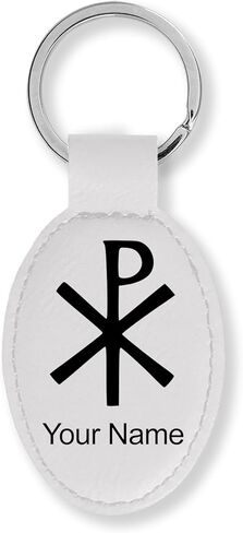 LaserGram Oval Keychain, Chi Rho, Personalized Engraving Included in Saudi Arabia