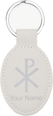 LaserGram Oval Keychain, Chi Rho, Personalized Engraving Included in Saudi Arabia