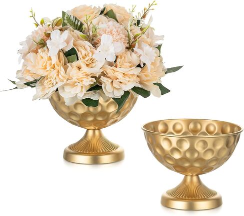 Sziqiqi Urn Vases for Wedding Centrepiece: 6.1in White Metal Urn Vases Set of 10 Bulk Compote Vase for Wedding Decorations - Flower Arrangements Table Vase Plant Bowl for Wedding Party Event in Saudi Arabia