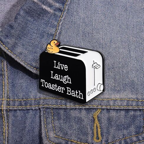 Live Laugh Toaster Bath Pins Funny Cute Bread Maker Brooches Lapel Badges Aesthetic Badges Lapel Pin For Hats Clothes Jacket Backpack Decoration Accessories Gift for Women Friends in Saudi Arabia