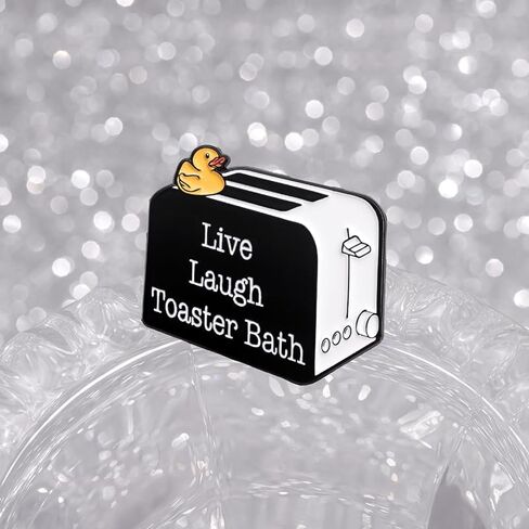 Live Laugh Toaster Bath Pins Funny Cute Bread Maker Brooches Lapel Badges Aesthetic Badges Lapel Pin For Hats Clothes Jacket Backpack Decoration Accessories Gift for Women Friends in Saudi Arabia