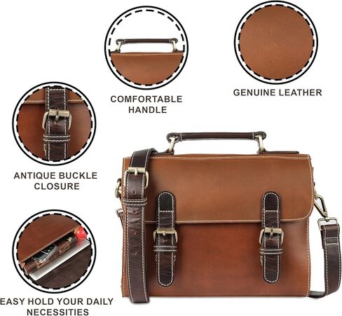 Genuine Leather Crossbody Bag for Men and Women | 11 Inch Handmade Satchel Purse with Adjustable Strap & Push Lock | Stylish Everyday Shoulder Bag in Saudi Arabia