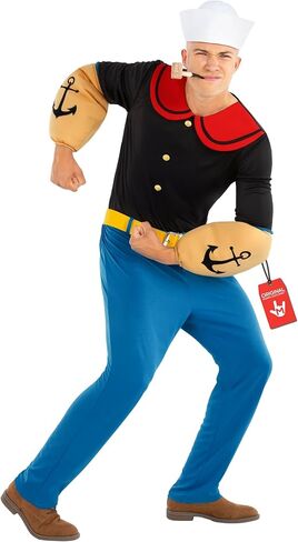 Morph Cartoon Sailor Outfit Men with Hat and Pipe Adult Sailor Man Halloween Costumes for Men in Saudi Arabia