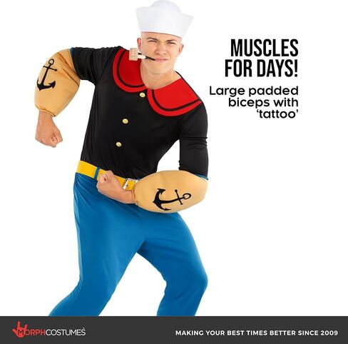 Morph Cartoon Sailor Outfit Men with Hat and Pipe Adult Sailor Man Halloween Costumes for Men in Saudi Arabia