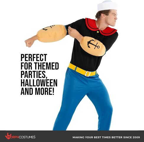 Morph Cartoon Sailor Outfit Men with Hat and Pipe Adult Sailor Man Halloween Costumes for Men in Saudi Arabia