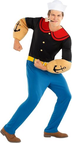 Morph Cartoon Sailor Outfit Men with Hat and Pipe Adult Sailor Man Halloween Costumes for Men in Saudi Arabia