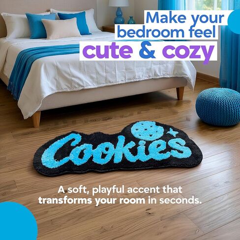 Cookies Rug – Cool Rug for Preppy Room Decor, Soft Microfiber Tufted for Cute Bedroom Decor, 39.4" x 17.7" Non-Slip Decorative Carpet for Kids Room & Hallway in Saudi Arabia