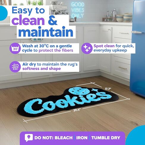 Cookies Rug – Cool Rug for Preppy Room Decor, Soft Microfiber Tufted for Cute Bedroom Decor, 39.4" x 17.7" Non-Slip Decorative Carpet for Kids Room & Hallway in Saudi Arabia