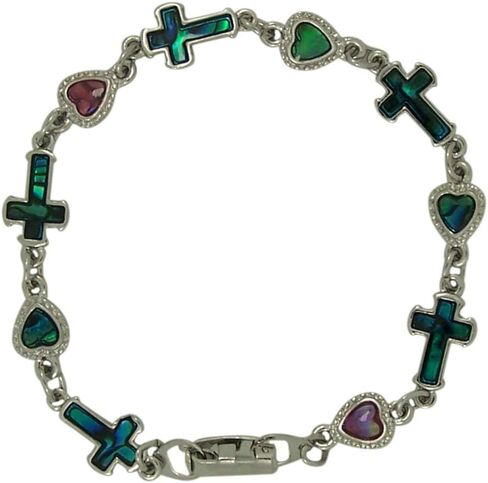Needzo Heart and Cross Shaped Bead Catholic Bracelet, 6 1/2 Inch in Saudi Arabia