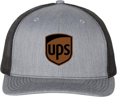 UPS Leather Patch Hat, Delivery Driver Gift Hat, Custom Logo Patch Cap, UPS Employee Appreciation Hat (Heather Grey Black) in Saudi Arabia