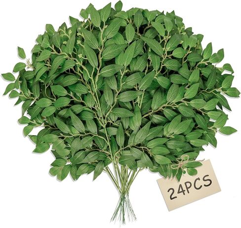 NKLTD Fake Leaves(24pack) Faux Greenery Stems,Silk Greenery,Artificial Tree Branches,for Table Decor for centerpieces Italian Decorations Floral Arrangements etc Reusable. in Saudi Arabia