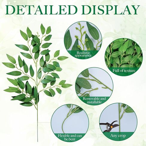 NKLTD Fake Leaves(24pack) Faux Greenery Stems,Silk Greenery,Artificial Tree Branches,for Table Decor for centerpieces Italian Decorations Floral Arrangements etc Reusable. in Saudi Arabia