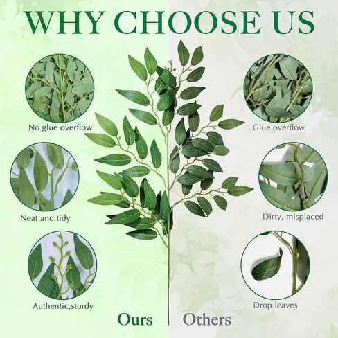NKLTD Fake Leaves(24pack) Faux Greenery Stems,Silk Greenery,Artificial Tree Branches,for Table Decor for centerpieces Italian Decorations Floral Arrangements etc Reusable. in Saudi Arabia