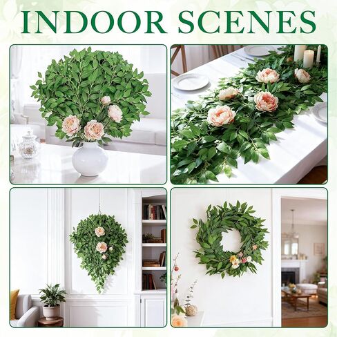 NKLTD Fake Leaves(24pack) Faux Greenery Stems,Silk Greenery,Artificial Tree Branches,for Table Decor for centerpieces Italian Decorations Floral Arrangements etc Reusable. in Saudi Arabia
