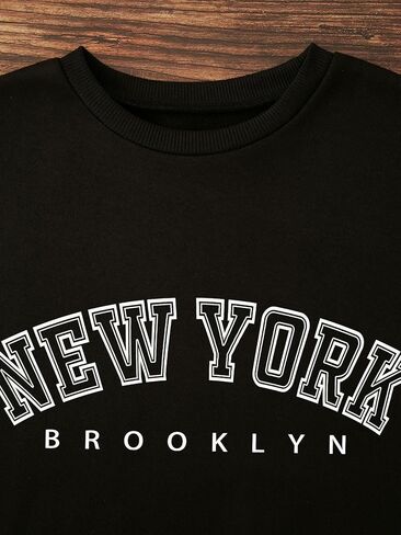 Sweatshirts Graphic for Women NEW YORK Print Crew Neck Long Sleeve Tops Fall Winter Hoodies Trendy Clothes in Saudi Arabia