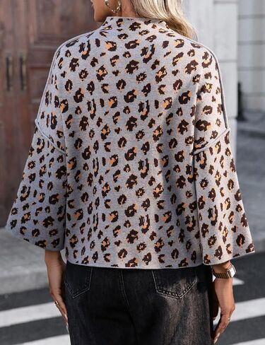 Kinghua Leopard Sweaters for Women Fall Winter Trendy Turtleneck Loose Fit Color Block Pullover Knit Tops in Saudi Arabia