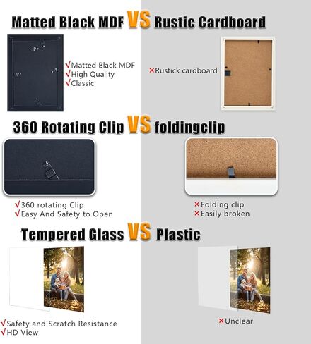 5x7 Double Picture Frame with Tempered Glass in Black,Vertical Display 4x6 with Mat or 5x7 without Mat, Engineered Wood Bifold Photo Frame for Tabletop,Nice Gift for Memories & Décor (PS008-BKX7) in Saudi Arabia