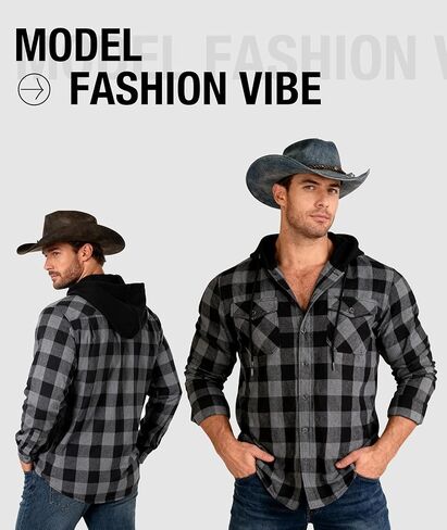 ZITY 5 Pack Men's Flannel Hoodie Shirts Button Down Long Sleeve Casual Stylish Plaid Hooded Shirt with Pocket in Saudi Arabia