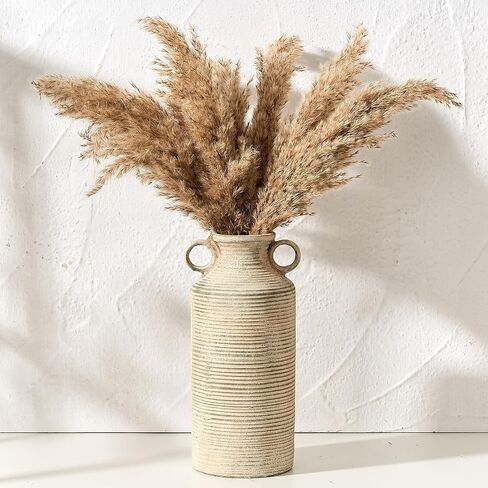 Vaseking Antique Ceramic Vase with 2 Handles, 6.1 Inch Farmhouse Rustic Flower Vase, Small Vintage Terracotta Vases for Home Decor, Wedding, Living Room, Table, Shelf Decor, Black Bronze in Saudi Arabia