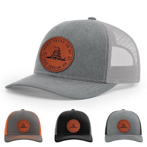 Don't Tread On Me Decal Live Free Or Die Decal 1776 Gadsden Snake Flag Hat, 112 Style Trucker Leather Patch Hat for Men & Women, 6 Panel Baseball Cap with Snapback Enclosure in Saudi Arabia