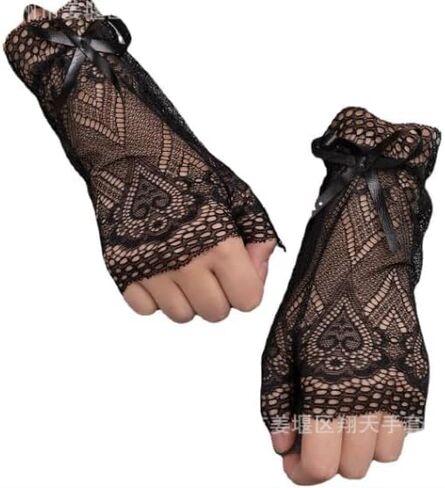Hollow Out Fingerless Lace Gloves for Women, Short Bridal Opera Prom Gloves Tea Party Cosplay 1920s in Kuwait
