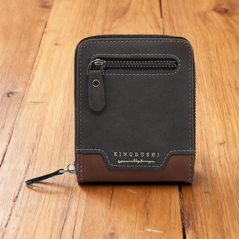 Retro Men Wallet, Soft PU Zipper Wallet with Front Pocket Wallet for Men Zipper Close Large Capacity Business Card Holder Wallet for Men(Black) in Saudi Arabia