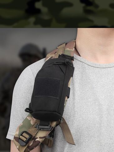 Outdoor Shoulder Bag Oxford Cloth Utility Pouch Small Crossbody Wallet Card Holder Travel (Black) in Saudi Arabia