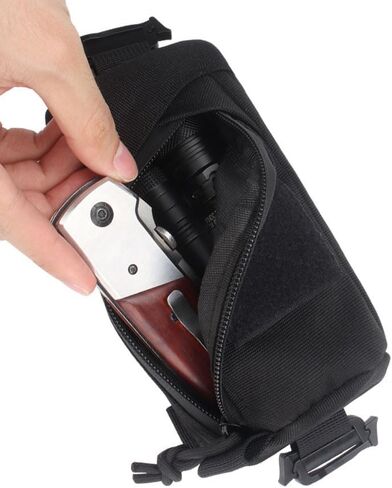 Outdoor Shoulder Bag Oxford Cloth Utility Pouch Small Crossbody Wallet Card Holder Travel (Black) in Saudi Arabia