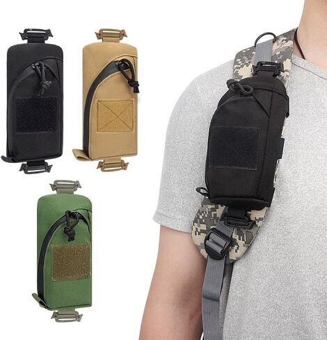 Outdoor Shoulder Bag Oxford Cloth Utility Pouch Small Crossbody Wallet Card Holder Travel (Black) in Saudi Arabia