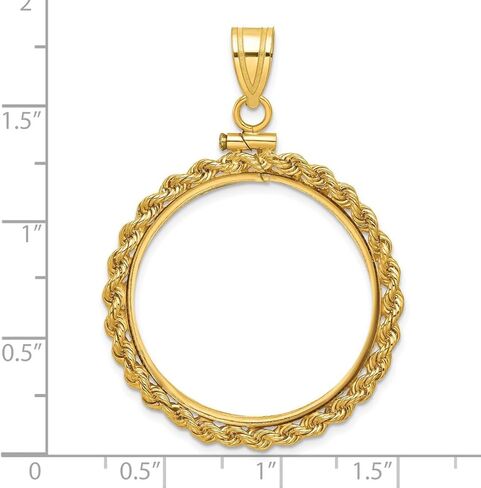 Generic 14k Polished Rope 27.0mm x 2.35mm Screw Top Coin Bezel Pendant, Yellow in Saudi Arabia