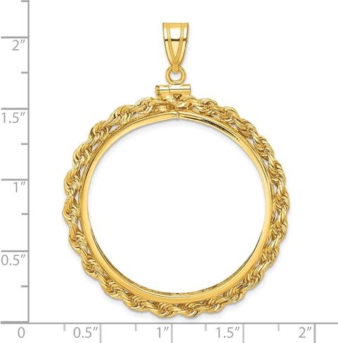Generic Coin Jewelry 14k مصقول حبل 34.2mm x 2.85mm المسمار العلوي عملة الحافة قلادة، أصفر in Saudi Arabia