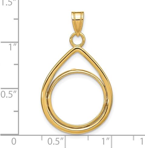 Generic 14k مصقول خفيف الوزن على شكل دمعة 16.5 مم قلادة بحافة عملة معدنية، أصفر in Saudi Arabia