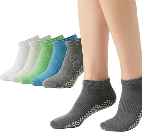 XORAWAR Pack of 5 Pair Yoga socks for women Non Slip | Womens Socks | Women Socks | Pilates Gear | Grippy Socks Woman | Womens Athletic Socks for Workout | Pilates Gifts for Women in Saudi Arabia