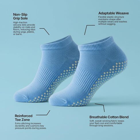 XORAWAR Pack of 5 Pair Yoga socks for women Non Slip | Womens Socks | Women Socks | Pilates Gear | Grippy Socks Woman | Womens Athletic Socks for Workout | Pilates Gifts for Women in Saudi Arabia