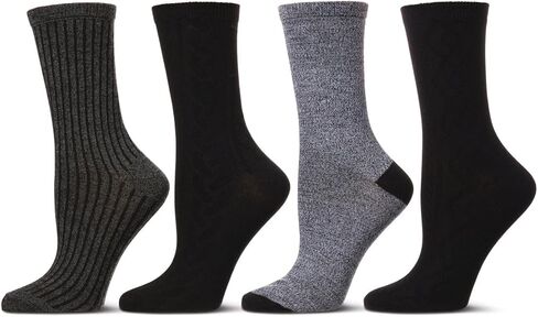 MeMoi Women's 4 Pair Pack Textured Buttersoft Crew Socks in Saudi Arabia