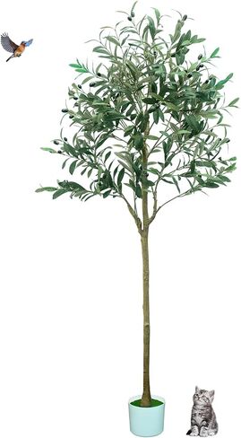 6FT Artificial Olive Tree,Artificial Plants Indoor,Faux Olive Tree Indoor with Natural Wood Trunk and Realistic Leaves and Fruits in Saudi Arabia