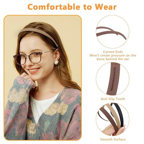 KOVOLITU 3 Pack Headbands Designed for Eyewear,Flex No Pressure Hairbands for Women Comfortable Plastic Headbands with Teeth-Matte Finish in Saudi Arabia