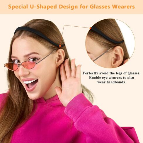 KOVOLITU 3 Pack Headbands Designed for Eyewear,Flex No Pressure Hairbands for Women Comfortable Plastic Headbands with Teeth-Matte Finish in Saudi Arabia