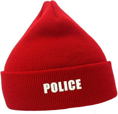 Cijia-Cijia Mens Beanie Hats Police Law Officer Embroidered Casual Knit Hats for Women Winter in Saudi Arabia