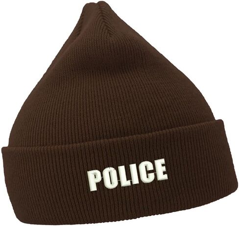 Cijia-Cijia Mens Beanie Hats Police Law Officer Embroidered Casual Knit Hats for Women Winter in Saudi Arabia
